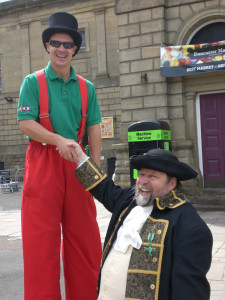 Plant pot stilts at a circus skills workshop